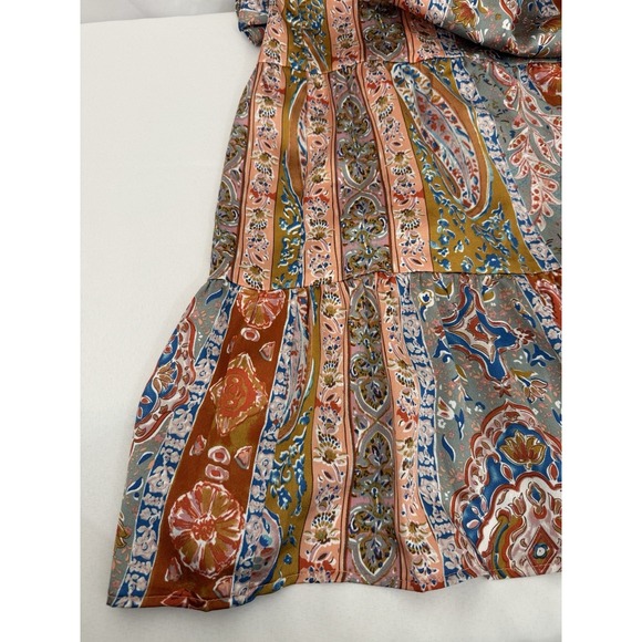 PINCH Floral Paisley Ruffle Neck Tiered Midi Dress Womens Size L - Picture 7 of 10